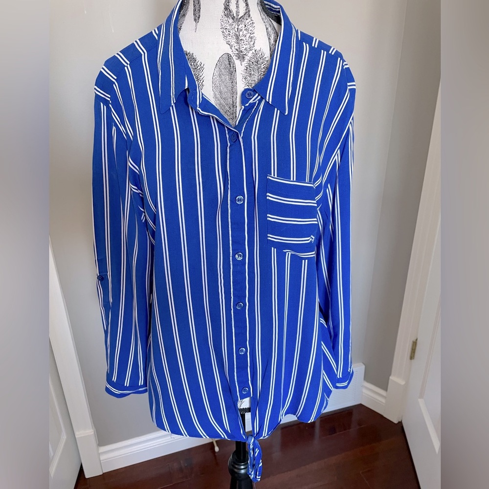 Grand & Greene Striped Button Down Tie Up